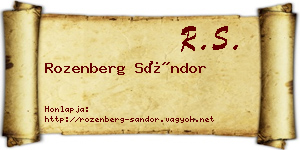 Rozenberg Sándor névjegykártya
